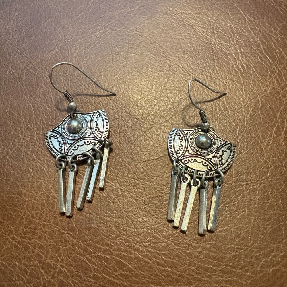 Bohemian Silver Chandelier Earrings